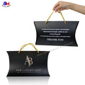 Elegant Custom Logo Cardboard Paper Pillow Boxes Bundle Wig Packaging Box With Ribbon Handle