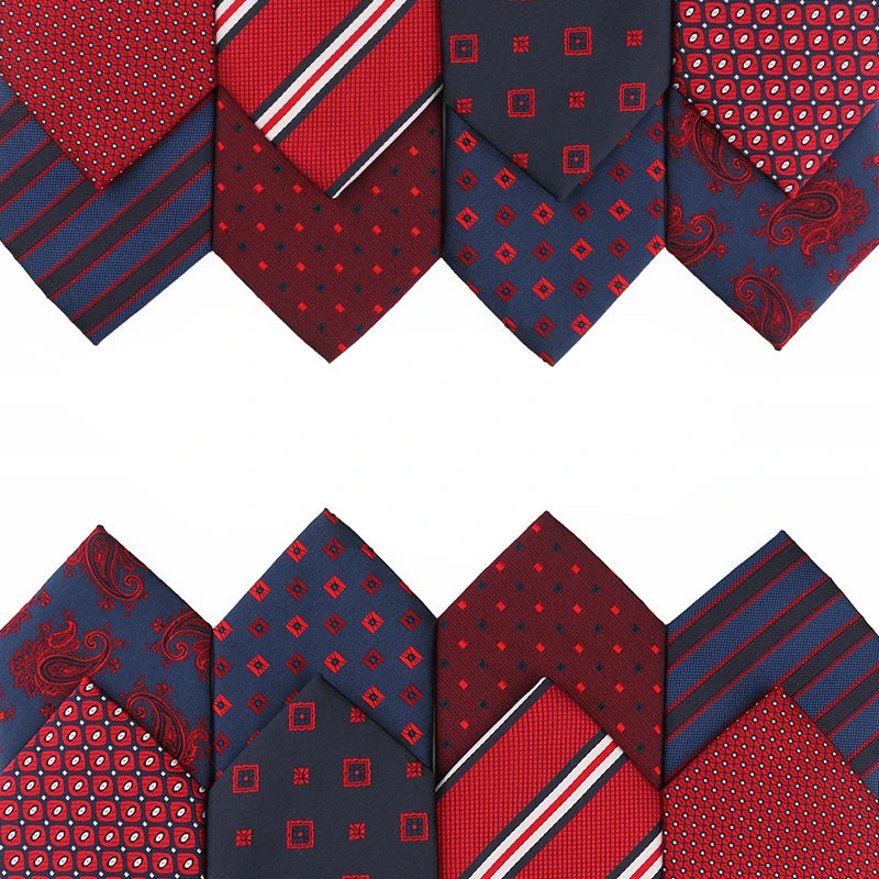 Classic Silk Neckties Striped Plaid Mens Ties Business Neck Ties for Men Suit Accessories Red Wedding Cravate Wholesale Necktie