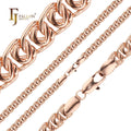 7mm FJ Fallon Fashion Jewelry Cable Weaving Hearts Link Chain Plated in Rose Gold Brass Based