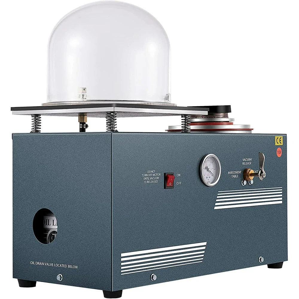 2L Small Lost Wax Investing Combination Cast Machine With a 9" X 8" Bell Jar for Gold Jewelry Making Vacuum Casting Machine