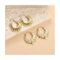 French Retro Normcore Huggie Earrings Embossed Brass Real 18k Gold Hoop Earrings Wholesale