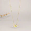 18K Gold Plating Double Circle Pendant Necklace Stainless Steel Interlocking Charm Necklace for Women