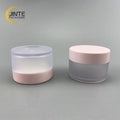 50ml Pink Empty PETG Jar Ready to Ship Cosmetic Packaging Frost Plastic Acrylic Powder Jar with Pink Lid Cosmetic Packaging Jars