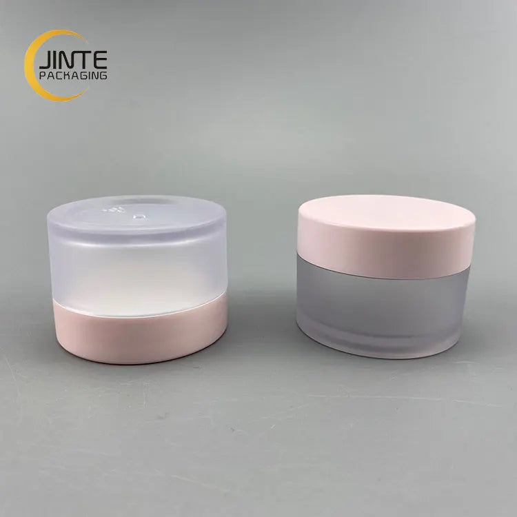 50ml Pink Empty PETG Jar Ready to Ship Cosmetic Packaging Frost Plastic Acrylic Powder Jar with Pink Lid Cosmetic Packaging Jars
