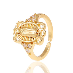 Creative Open End Rings Gifts Popular Religious Hand Jewelry Premium Gold Virgin Mary Ring Gifts for Women