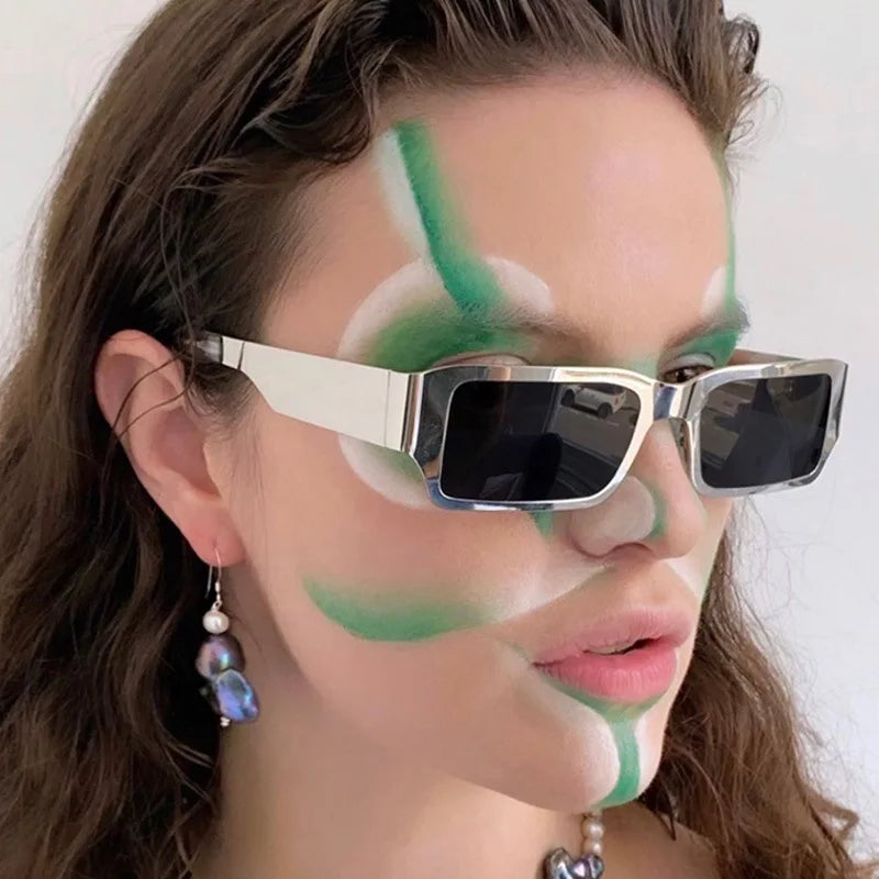 Top Luxury Brand Designer Fashion Sunglasses Rectangle Steel Frame Unisex Anti UV400 UV Protective Acrylic Glass Brand