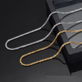 Wholesale Simple 18k Gold Plated Diamond Shiny Real Gold Plated Chain Necklace for Woman Man