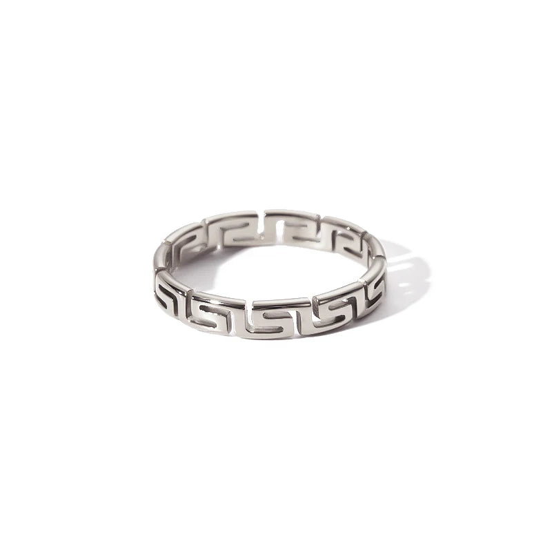 New Design Cheapest Stainless Steel 18K PVD Plating Simple Pattern Rings Non Tarnish