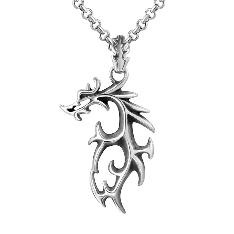 Wholesale Trend Design Silver Stainless Steel Fire Dragon Male Pendant for Amulet Jewelry