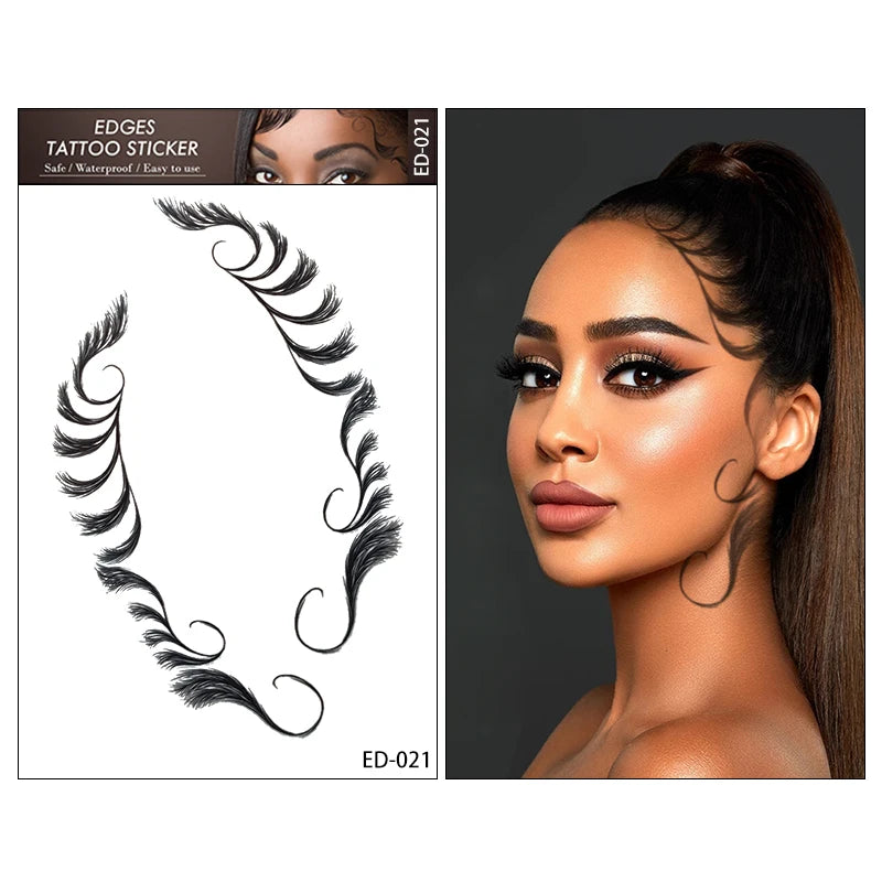 Factory New Design Waterproof Fashion Custom Hair Tattoo Sticker Edges Hairline Temporary Sticker for Face Tattoo Sticker