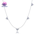 Fashionable High-Polished Moissanite Cubic Zircon Heart Charm Gold Plated Silver Necklace for Women for Wedding or Gift