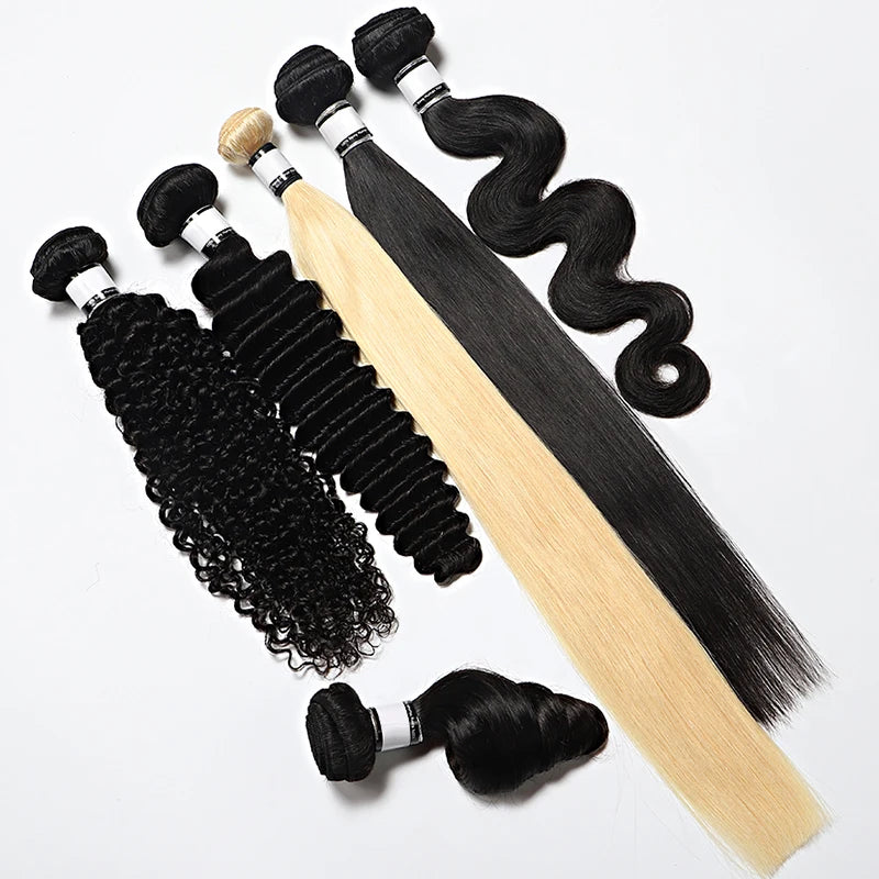 Cheap 613 Human Hair Bundles Deep Body Wave Yaki Straight Bundles Remy Raw Indian 100% Human Hair Extensions Bundles Kinky Curly
