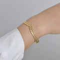Europe United States Contracted Light Luxury Stainless Steel 14K Gold Hollow Heart Pattern C Shape Bracelet