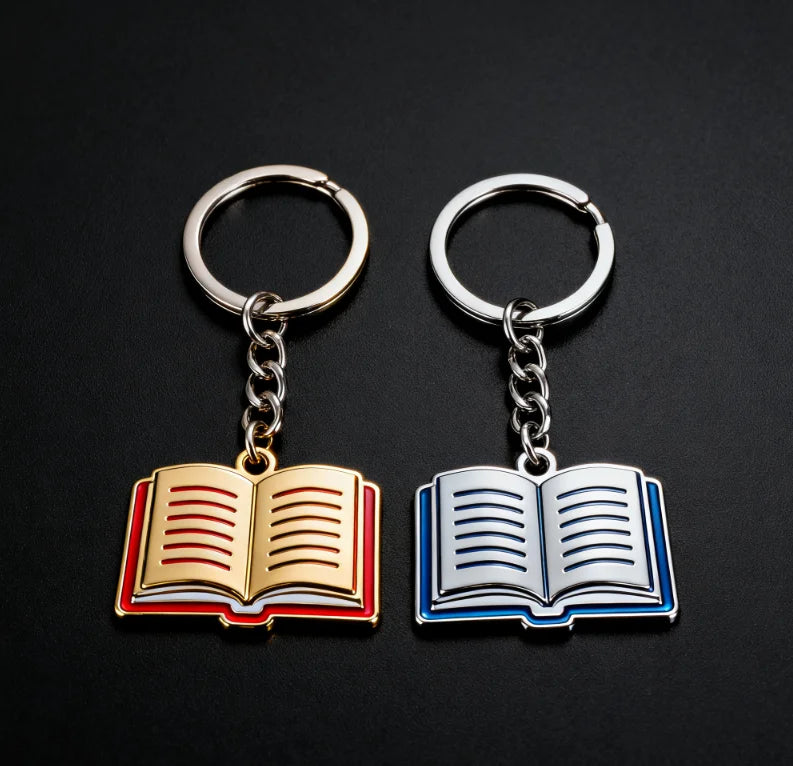 OEM Funny Mini Book Keychain Gift for Book Lovers Reader Writer Librarian on Birthday Durable Metal Material