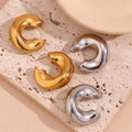 Wholesale Tarnish Free Fashion Jewelry 18K Gold Stainless Steel Hollow Irregular Earring Round C-Shape Hoop Earrings for Women