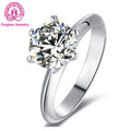 Classic 2ct Moissanite Ring Sterling Silver White Gold Plated Wedding Engagement Ring New Arrival Round Moissanite Ring