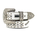 Western Cowboy Style Men's Women's Alloy Rhinestone Buckle PU Leather Wide Luxury High Quality Belts