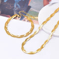 Trendy Double Layer Herringbone Necklace 18k Gold Plated Stainless Women Snake Bone Chain Braided Bracelet