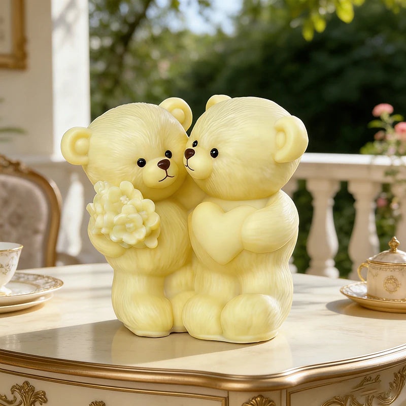 Family Bear Fondant Silicone Mold-Heart Bear Pillar Candle Mold-Chocolate Cake Decor Mold