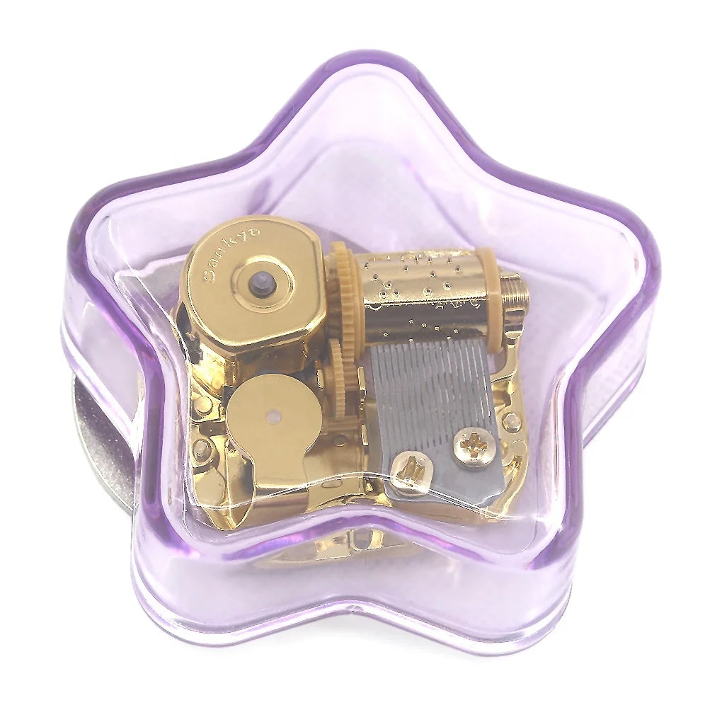 Wholesale Transparent Star Acrylic Music Box Sankyo Movement 18-Second Sound Duration Rotating Creative Marketing Gift Low Price