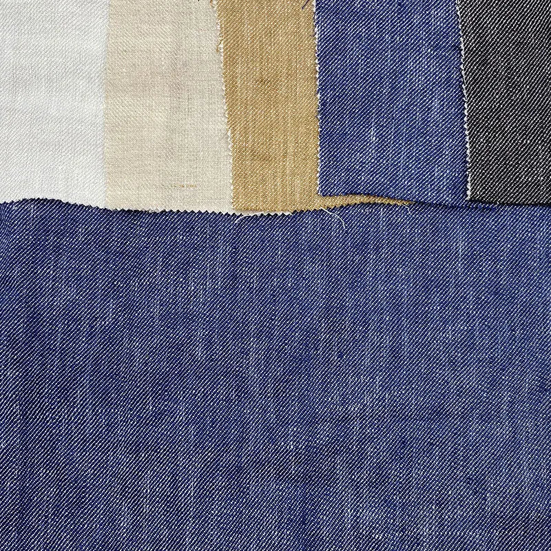 Ready Goods Twill Slub 195gsm Woven Yard Price Look Denim Texture 100% Linen Fabric for Suit Jacket