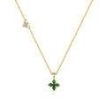 LUOTEEMI Fashion Flower Pendant Necklaces Four Leaves Multi Color Cubic Zirconia Emerald Jewelry for Women