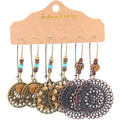 Hot Sale Boho Earring Combination Set Retro Geometric Earrings Fashion Long 3 Pair Earrings Set Wholesale