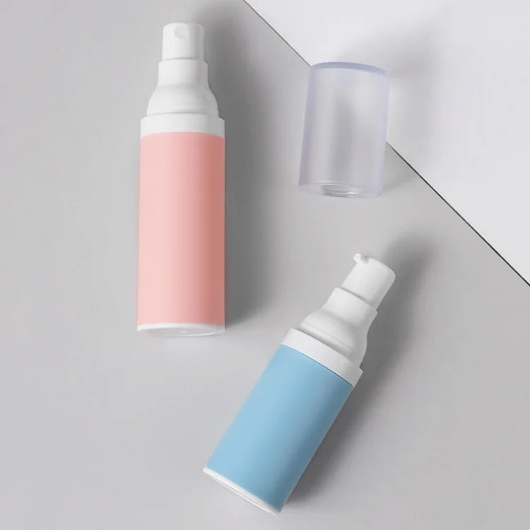 Custom Empty Skincare Container 15ml 30ml 50ml Pink Blue Plastic Spray Airless Pump Cosmetic Bottle