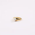 High End 18K Plain Gold Pearl Statement Rings Stainless Steel Trendy Tarnish Gold Jewelry MegaBDM