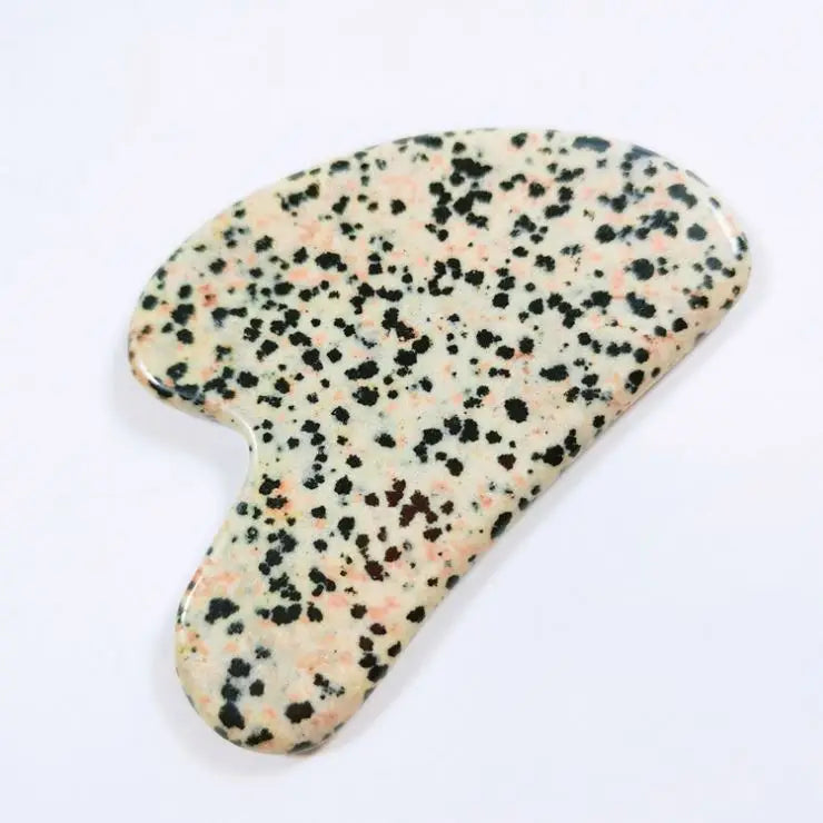 HUIYING wholesale eco-friendly pink hair jade comb massage comb Dalmation jasper tool gua sha stone comb