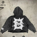 Manufacturer Customs Clothes Embroidered Acid Wash Distressed Applique Embroidery Patch Hoodies Sun Faded Hoodie