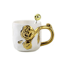 420ml Romantic Rose Relief Fancy Embossed Ceramic Cup Set Cute Companion Gift Creative Gift Coffee Mug Kit With Spoon