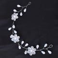 European American Transparent Crystal Flower Beads Handmade Soft Chain Bridal Disc Headband Hair Accessories