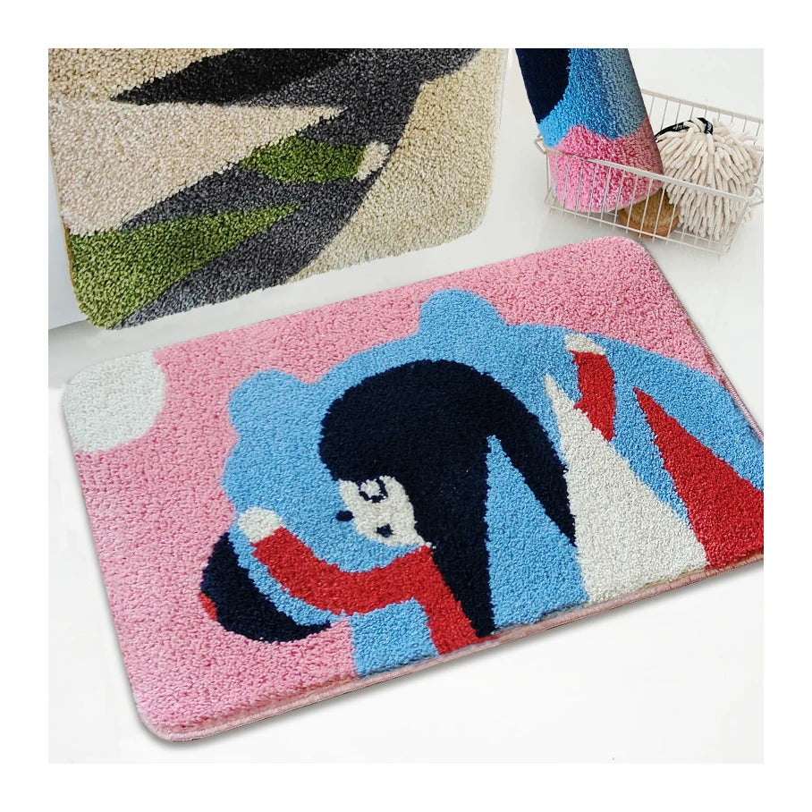 New Products Tufted Microfiber Bath Mat Anti Slip Bathroom Rug Absorbent Floor Mats Soft Shaggy Bath Rug