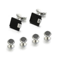 2024 New Style Ready to Ship French Shirt Black Onyx Stone 2+4 Cuff Links and Studs Set for Men