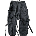 Vintage Streetwear Wide Leg Pants Multi-Pocket Cargo Trousers Lightweight Casual Style with Distressed Wash