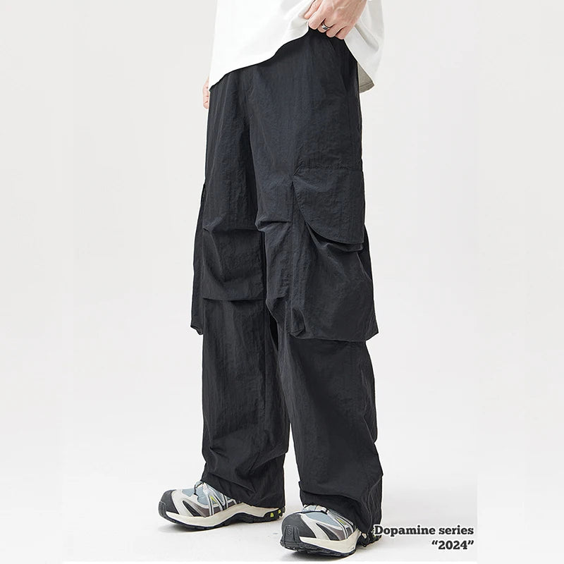 Manufacturer's Casual Cargo Pants for Men High Waist Wide Leg Windproof Jogger Style for Spring Work Streetwear