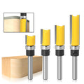 4pcs 1/4 Shank Carbide Tipped Template Top Bearing Flush Trim Pattern Router Bits Set
