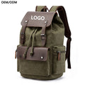 ZUOLUNDUO High Capacity Canvas Leather Casual Vintage Sports Hiking Backpack Multifunctional School Travel Bag Portable Fashion