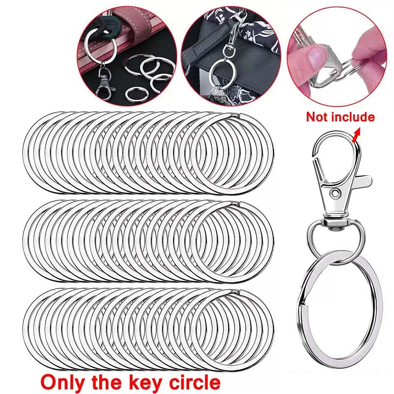 Wholesale 28mm Flat Surface Key Rings Chains Split Ring Hoop Silver Double Loop Keychain O Ring