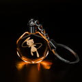 Factory Wholesale Blank Crystal Pokeball Keychain Custom logo LED Flashing Light Crystal Glass Keychain