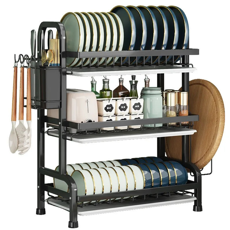 MSH Double-Tiered Bowl and Knife/Chopstick Rack for Cafe Dish Storage