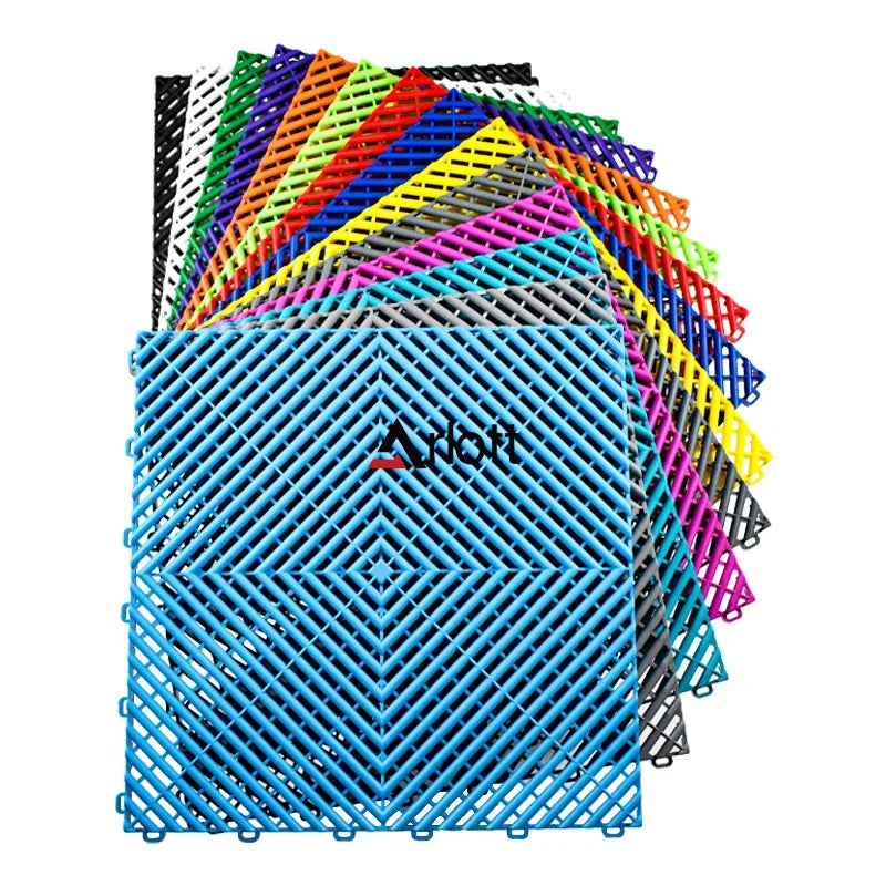 Modern Style Waterproof PVC Interlocking Garage Flooring Tiles Drainage Vinyl Flooring with Graphic Design Solution-PP Material