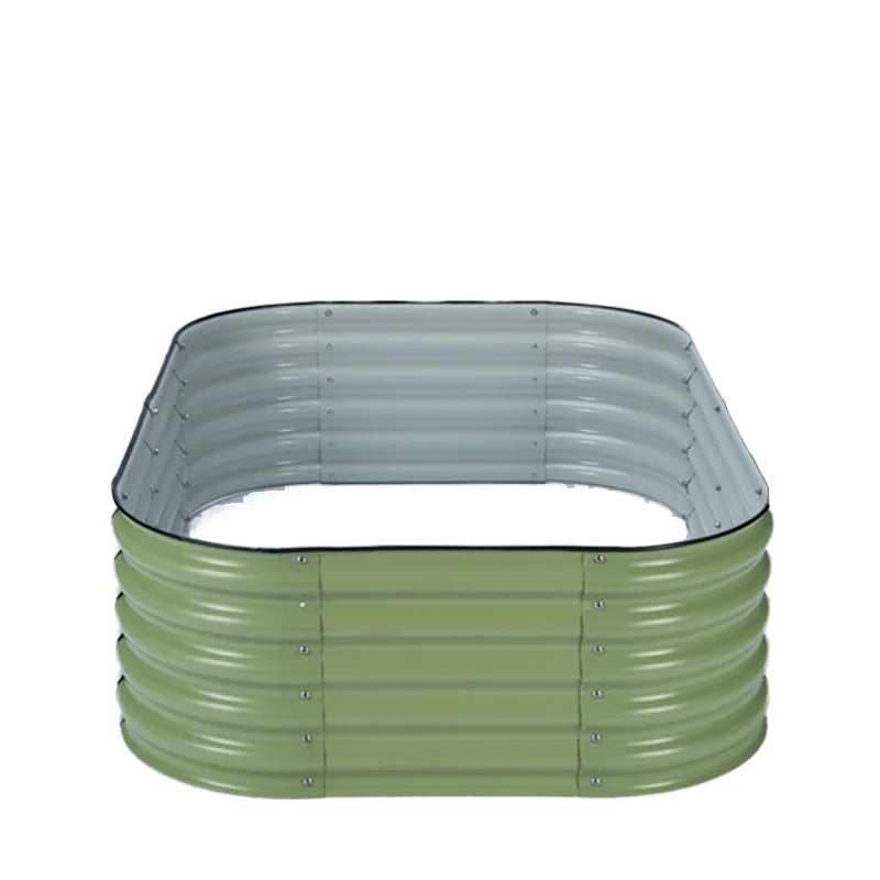 17'' Tall 6N1-17 Metal Modular Corrugated Raised Garden Bed Galvanized Finish Flower Pot & Planter