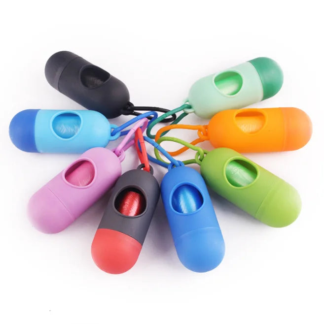 Portable Pet Outdoor Use Waste Bag Capsule Dog Cat Poo Bag Dispenser Custom Dog Poop Bag Dispenser Holder Pet Waste Disposal