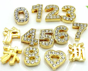 DIY Jewelry 8mm 10mm Zinc Alloy Silver Gold Slide Number Charm