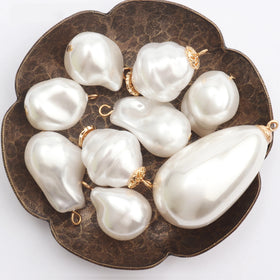 M445 10pcs/Lot 18K Gold Plated Jewelry Accessory Handmade Jump Ring Plastic Pearl DIY Pendant for Earrings & Necklace Making