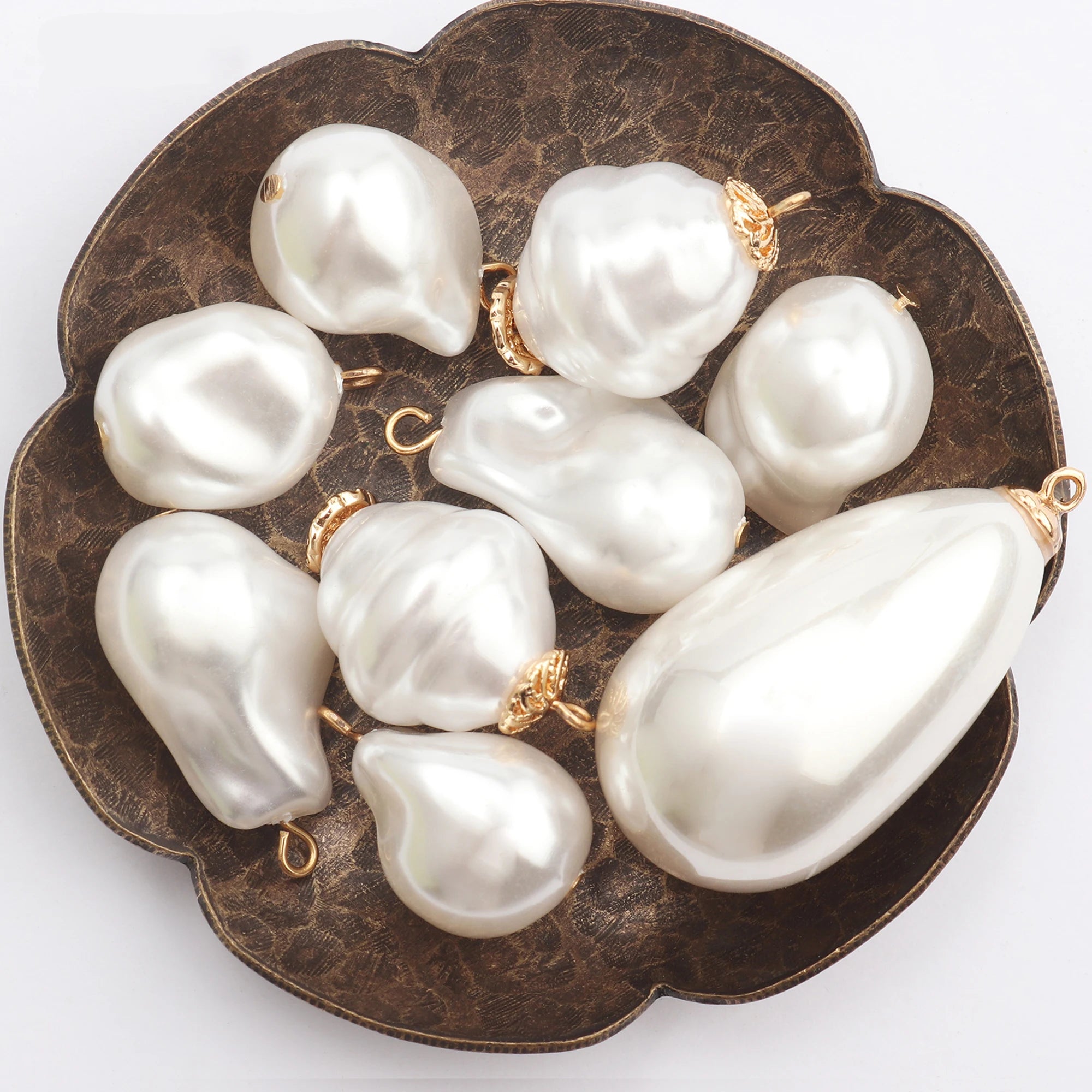 M445 10pcs/Lot 18K Gold Plated Jewelry Accessory Handmade Jump Ring Plastic Pearl DIY Pendant for Earrings & Necklace Making