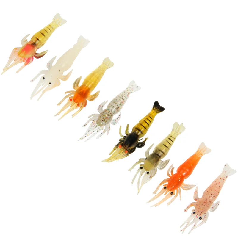 LETOYO LSB028 50mm 1.05g Lifelike Shrimp Lure Artificial Shrimp Lure Soft Plastic 8 Colors Shrimp Tail Fishing Lure