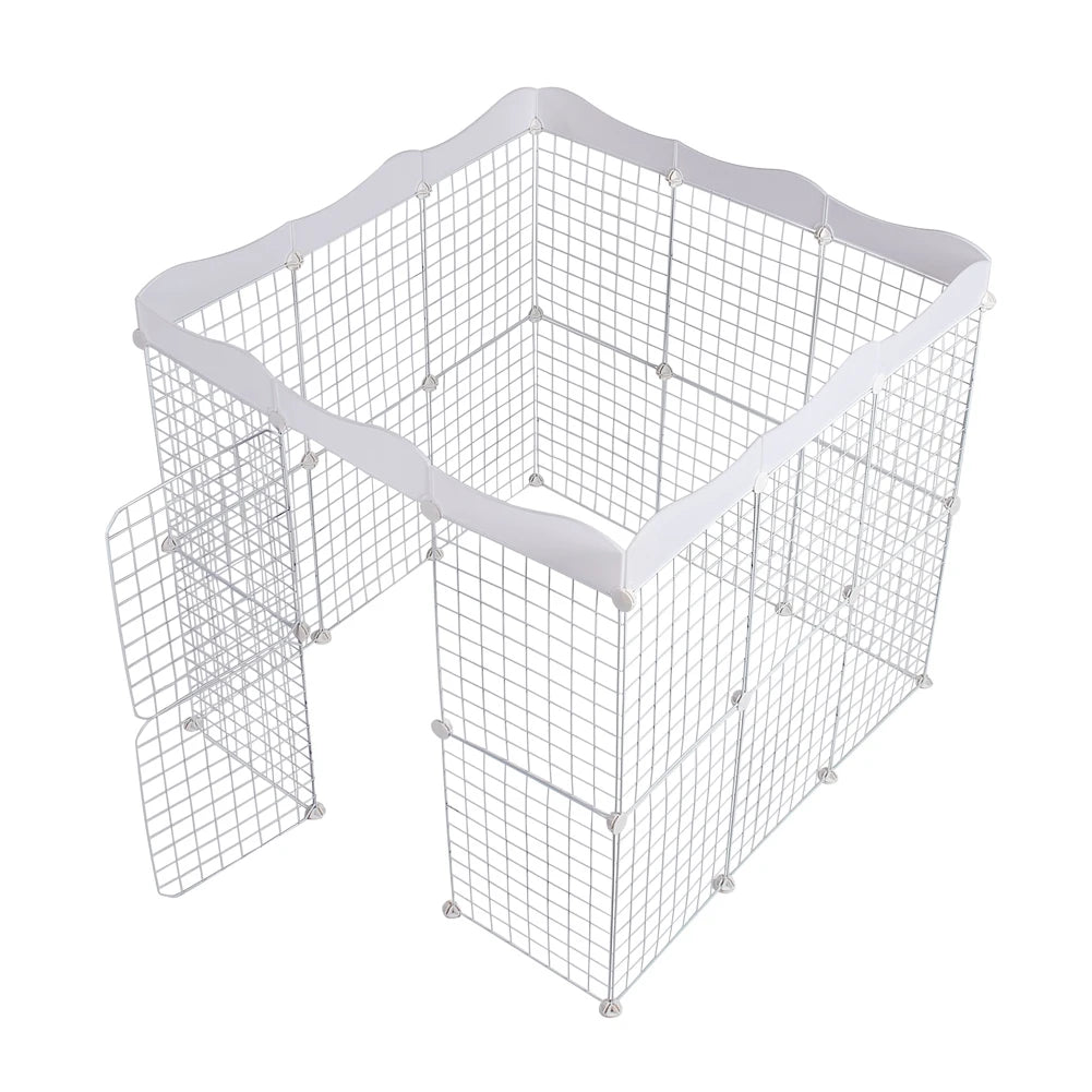 24PCS Iron Mesh Animal Cage DIY Kennel Fence Running Play Pen Pet Playpen Small Dogs Rabbits Pigs House Barrier House